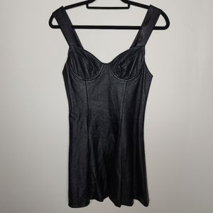 Vintage 90s leather & suede dress